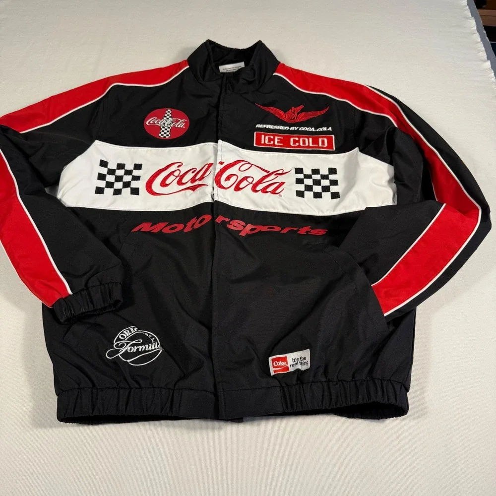 Coca-Cola XS Racing Jacket Y2K Motorsports NASCAR Checkered Logo Racingcore